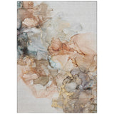 Homeroots 9' X 12' Beige Abstract Washable Non Skid Indoor Outdoor Area Rug Beige Polyester 560391