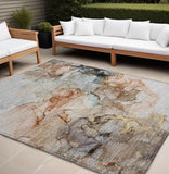 Homeroots 9' X 12' Beige Abstract Washable Non Skid Indoor Outdoor Area Rug Beige Polyester 560391