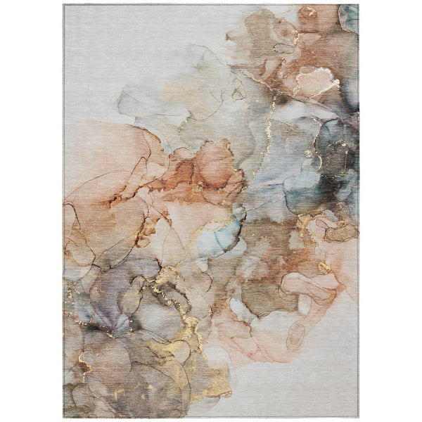 HomeRoots 5' Beige Abstract Area Rug – Washable, Non-Skid Design Perfect for Indoor and Outdoor Spaces 10' X 14' 560392