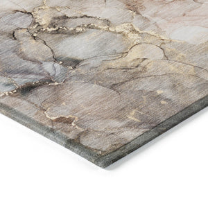 HomeRoots 5' Beige Abstract Area Rug – Washable, Non-Skid Design Perfect for Indoor and Outdoor Spaces 10' X 14' 560392