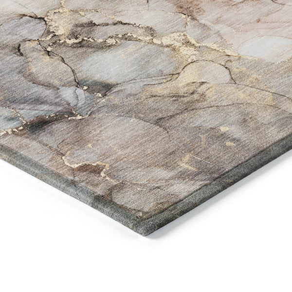 HomeRoots 5' Beige Abstract Area Rug – Washable, Non-Skid Design Perfect for Indoor and Outdoor Spaces 10' X 14' 560392