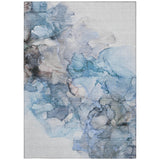 Homeroots 5' X 8' Blue And Gray Abstract Washable Non Skid Indoor Outdoor Area Rug Blue Polyester 560397