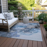 Homeroots 5' X 8' Blue And Gray Abstract Washable Non Skid Indoor Outdoor Area Rug Blue Polyester 560397