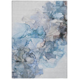 Homeroots 5' X 8' Blue And Gray Abstract Washable Non Skid Indoor Outdoor Area Rug Blue Polyester 560397