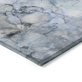 Homeroots 5' X 8' Blue And Gray Abstract Washable Non Skid Indoor Outdoor Area Rug Blue Polyester 560397