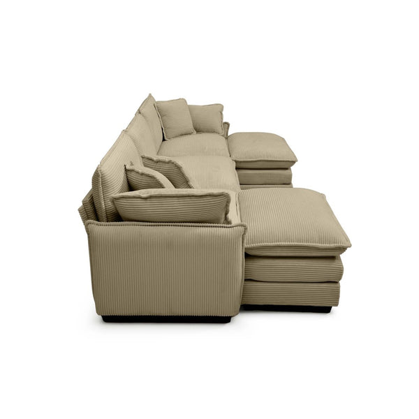 English Elm Oversized Modular U-Shaped Sofa In Plush Camel Corduroy With Convertible Ottoman & Footstools W714S00718-GIGA