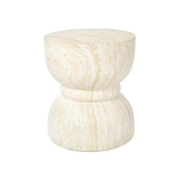 English Elm U_style Hourglass Mgo Concrete Outdoor Accent Table Sculptural Stone Texture Patio Decor Beige,Yellow N711P422067M