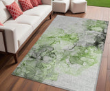 Homeroots 5' X 8' Green Abstract Washable Non Skid Indoor Outdoor Area Rug Green Polyester 560406