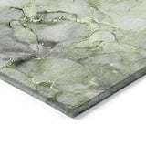 Homeroots 5' X 8' Green Abstract Washable Non Skid Indoor Outdoor Area Rug Green Polyester 560406