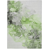 Homeroots 5' X 8' Green Abstract Washable Non Skid Indoor Outdoor Area Rug Green Polyester 560406