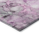 Homeroots 8' Runner Gray And Purple Abstract Washable Non Skid Indoor Outdoor Runner Rug Pink Polyester 560412