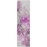 Homeroots 8' Runner Gray And Purple Abstract Washable Non Skid Indoor Outdoor Runner Rug Pink Polyester 560412