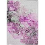 Homeroots 3' X 5' Gray And Purple Abstract Washable Non Skid Indoor Outdoor Area Rug Pink Polyester 560414