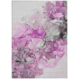 Homeroots 3' X 5' Gray And Purple Abstract Washable Non Skid Indoor Outdoor Area Rug Pink Polyester 560414