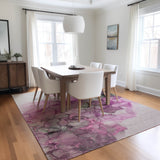 Homeroots 3' X 5' Gray And Purple Abstract Washable Non Skid Indoor Outdoor Area Rug Pink Polyester 560414