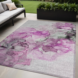 Homeroots 5' X 8' Gray And Purple Abstract Washable Non Skid Indoor Outdoor Area Rug Pink Polyester 560415