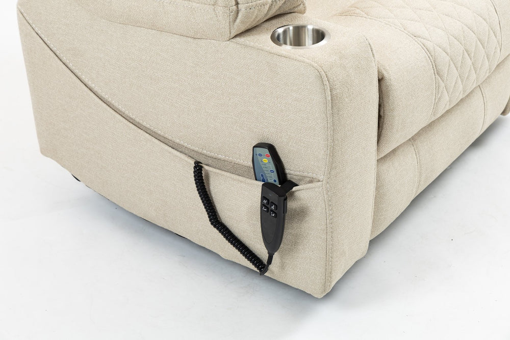 English Elm Lounge Electric Lift Recliner Chair With 180° Flat Lay, Dual Cup Holders & Soft Velvet Comfort W547S00049