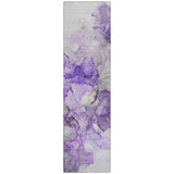 Homeroots 8' Runner Purple Abstract Washable Non Skid Indoor Outdoor Runner Rug Purple Polyester 560421