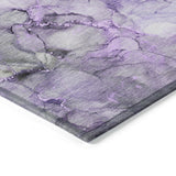 Homeroots 8' Runner Purple Abstract Washable Non Skid Indoor Outdoor Runner Rug Purple Polyester 560421