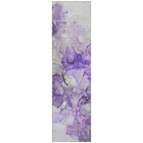 Homeroots 8' Runner Purple Abstract Washable Non Skid Indoor Outdoor Runner Rug Purple Polyester 560421