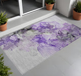 Homeroots 3' X 5' Purple Abstract Washable Non Skid Indoor Outdoor Area Rug Purple Polyester 560423