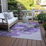 Homeroots 3' X 5' Purple Abstract Washable Non Skid Indoor Outdoor Area Rug Purple Polyester 560423