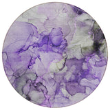 Homeroots 8' Round Purple Round Abstract Washable Non Skid Indoor Outdoor Area Rug Purple Polyester 560425