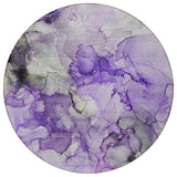 Homeroots 8' Round Purple Round Abstract Washable Non Skid Indoor Outdoor Area Rug Purple Polyester 560425