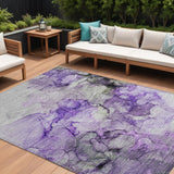 Homeroots 9' X 12' Purple Abstract Washable Non Skid Indoor Outdoor Area Rug Purple Polyester 560427