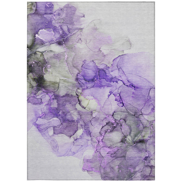 Homeroots 9' X 12' Purple Abstract Washable Non Skid Indoor Outdoor Area Rug Purple Polyester 560427
