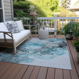 Homeroots 5' X 8' Teal Abstract Washable Non Skid Indoor Outdoor Area Rug Teal Polyester 560433