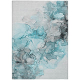 Homeroots 5' X 8' Teal Abstract Washable Non Skid Indoor Outdoor Area Rug Teal Polyester 560433