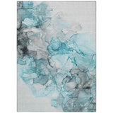 Homeroots 5' X 8' Teal Abstract Washable Non Skid Indoor Outdoor Area Rug Teal Polyester 560433