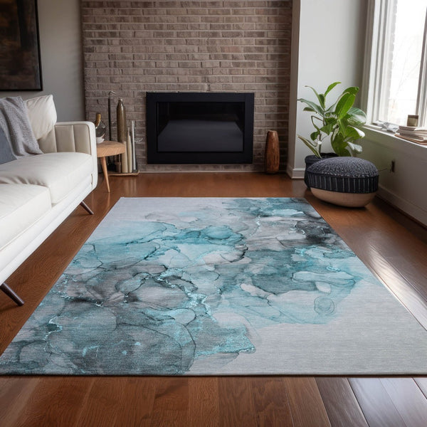 HomeRoots 5' Beige Abstract Area Rug – Washable, Non-Skid Design Perfect for Indoor and Outdoor Spaces 9' X 12' 560436
