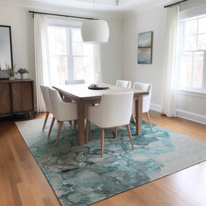 HomeRoots 5' Beige Abstract Area Rug – Washable, Non-Skid Design Perfect for Indoor and Outdoor Spaces 10' X 14' 560437