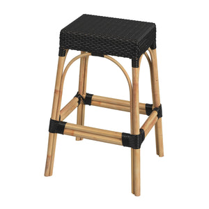 Butler Specialty Robias 24.5" Backless Rattan Counter Stool With Water Hyacinth, Stylish And Durable For Any Space Black Rattan,Polyurethane Synthetic (Pe) Rattan 5604425-butler