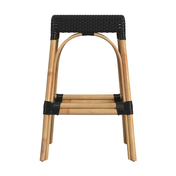 Butler Specialty Robias 24.5" Backless Rattan Counter Stool With Water Hyacinth, Stylish And Durable For Any Space Black Rattan,Polyurethane Synthetic (Pe) Rattan 5604425-butler