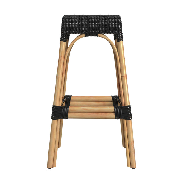 Butler Specialty Robias 24.5" Backless Rattan Counter Stool With Water Hyacinth, Stylish And Durable For Any Space Black Rattan,Polyurethane Synthetic (Pe) Rattan 5604425-butler