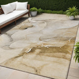 Homeroots 5' X 8' Beige And Brown Abstract Washable Indoor Outdoor Area Rug Beige Polyester 560442