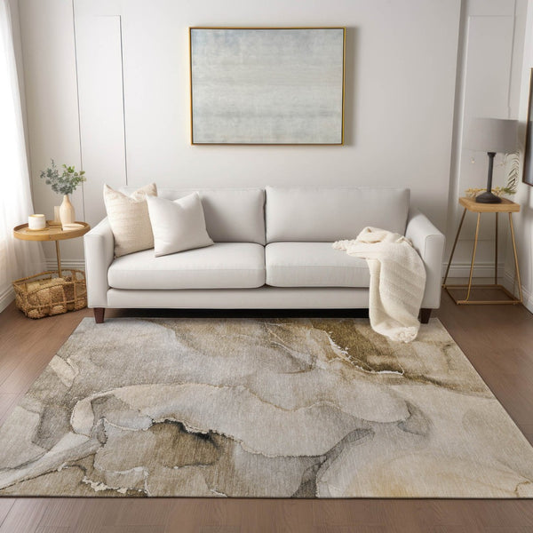 HomeRoots 5' Abstract Indoor Outdoor Area Rug - Stylish Washable Design for Living Spaces and Patios 5' X 8' 560442