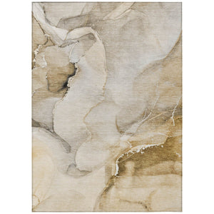 HomeRoots 5' Abstract Indoor Outdoor Area Rug - Stylish Washable Design for Living Spaces and Patios Beige 560444
