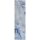 Homeroots 2' X 8' Blue Abstract Washable Indoor Outdoor Runner Rug Blue Polyester 560448