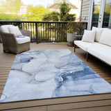 Homeroots 5' X 8' Blue And Gray Abstract Washable Non Skid Indoor Outdoor Area Rug Blue Polyester 560451