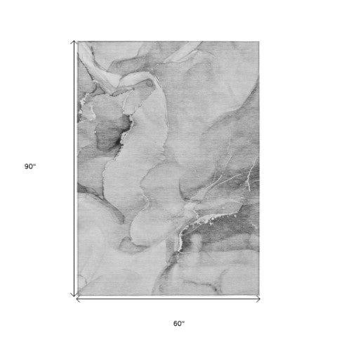 Homeroots 3' Beige And Brown Abstract Washable Indoor Outdoor Area Rug – Elevate Your Space With Style! 5' X 8' Polyester 560460