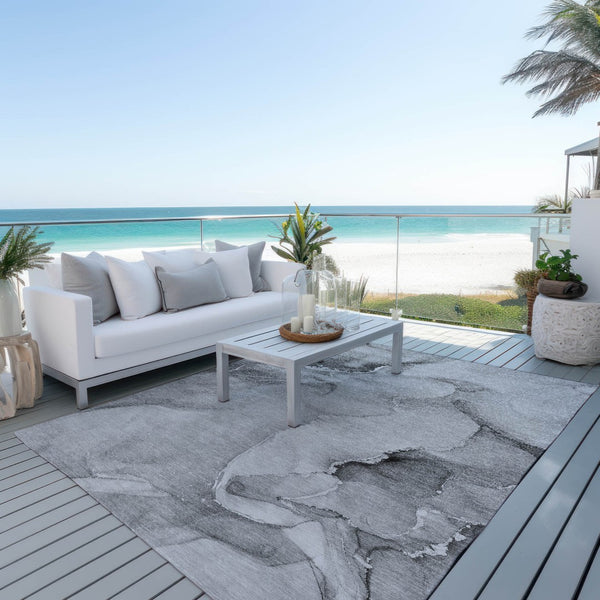 Homeroots 3' Beige And Brown Abstract Washable Indoor Outdoor Area Rug – Elevate Your Space With Style! 8' X 10' Polyester 560462