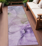 Homeroots 2' X 8' Purple Abstract Washable Indoor Outdoor Runner Rug Purple Polyester 560466