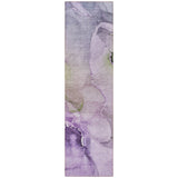 Homeroots 2' X 8' Purple Abstract Washable Indoor Outdoor Runner Rug Purple Polyester 560466