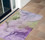 Homeroots 3' X 5' Purple Abstract Washable Non Skid Indoor Outdoor Area Rug Purple Polyester 560468