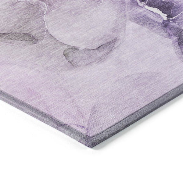 Abstract Washable Polyester Area Rug Bold Purple Green Design for Indoor Outdoor Living Spaces
