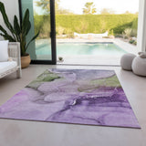 Homeroots 5' X 8' Purple And Green Abstract Washable Indoor Outdoor Area Rug Purple Polyester 560469